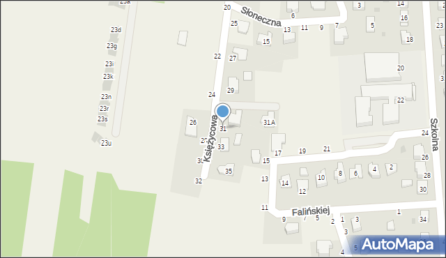 Koszyce Wielkie, Księżycowa, 31, mapa Koszyce Wielkie