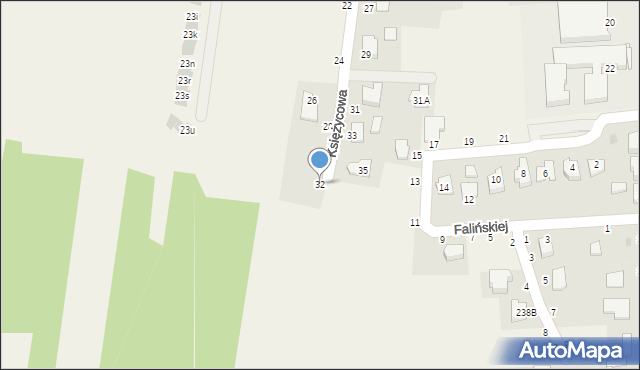 Koszyce Wielkie, Księżycowa, 32, mapa Koszyce Wielkie