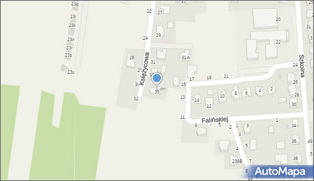 Koszyce Wielkie, Księżycowa, 35, mapa Koszyce Wielkie