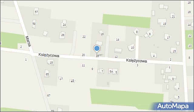 Kozerki, Księżycowa, 18, mapa Kozerki