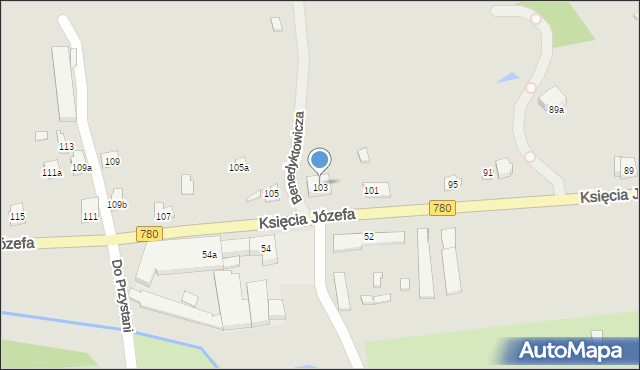 Kraków, Księcia Józefa, 103, mapa Krakowa