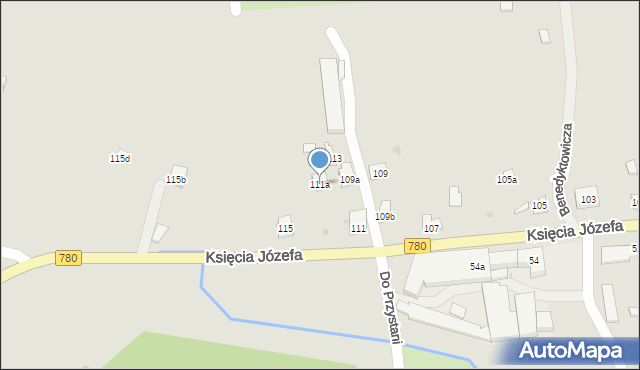 Kraków, Księcia Józefa, 111a, mapa Krakowa