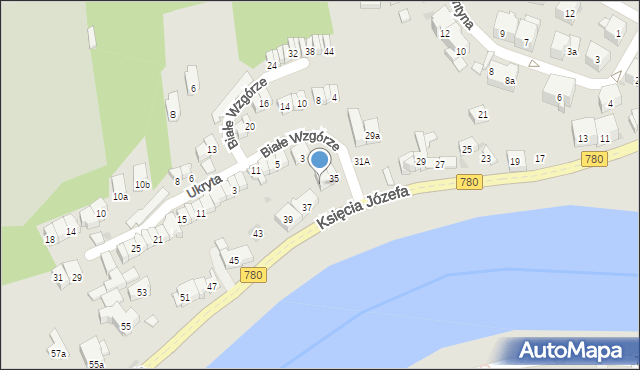 Kraków, Księcia Józefa, 35a, mapa Krakowa