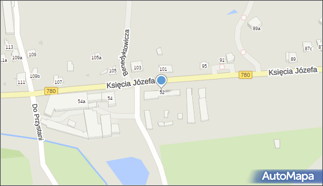 Kraków, Księcia Józefa, 52, mapa Krakowa