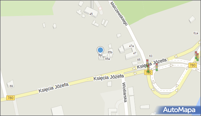 Kraków, Księcia Józefa, 65d, mapa Krakowa