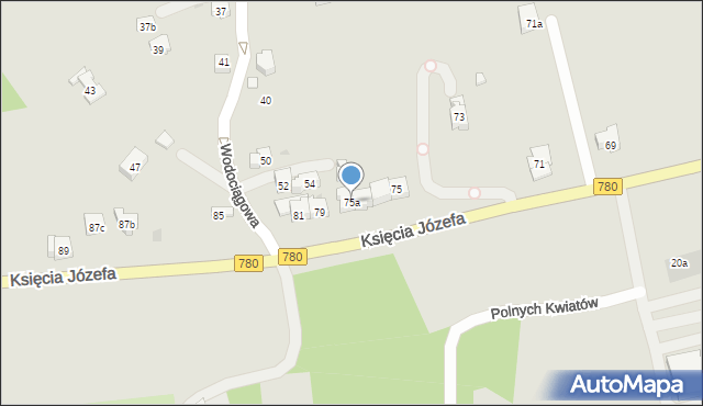 Kraków, Księcia Józefa, 75a, mapa Krakowa