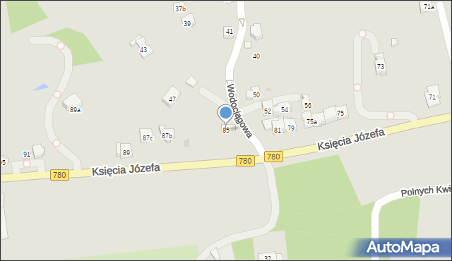 Kraków, Księcia Józefa, 85, mapa Krakowa