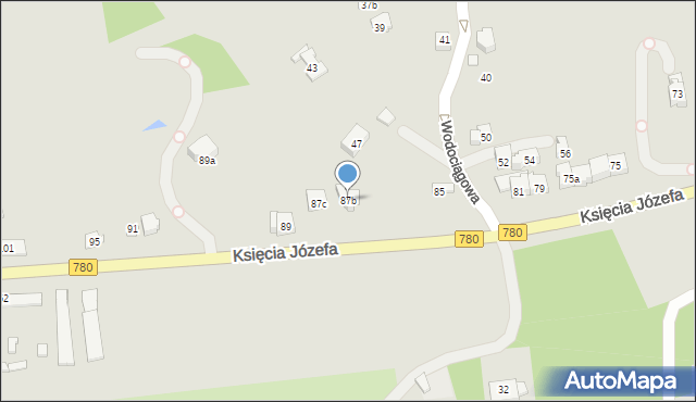 Kraków, Księcia Józefa, 87b, mapa Krakowa