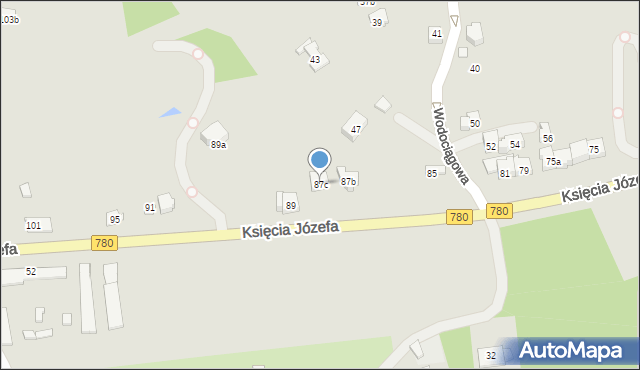Kraków, Księcia Józefa, 87c, mapa Krakowa
