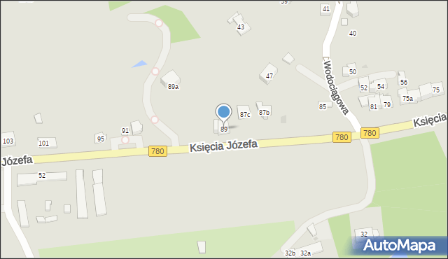 Kraków, Księcia Józefa, 89, mapa Krakowa