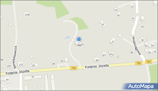 Kraków, Księcia Józefa, 89a, mapa Krakowa