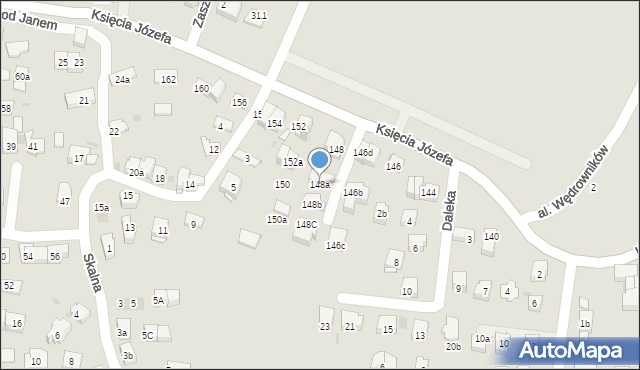 Kraków, Księcia Józefa, 148a, mapa Krakowa