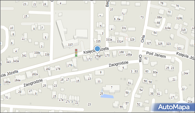 Kraków, Księcia Józefa, 170a, mapa Krakowa