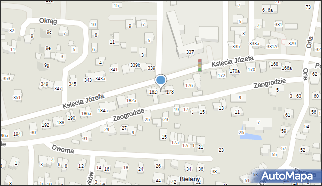 Kraków, Księcia Józefa, 180, mapa Krakowa