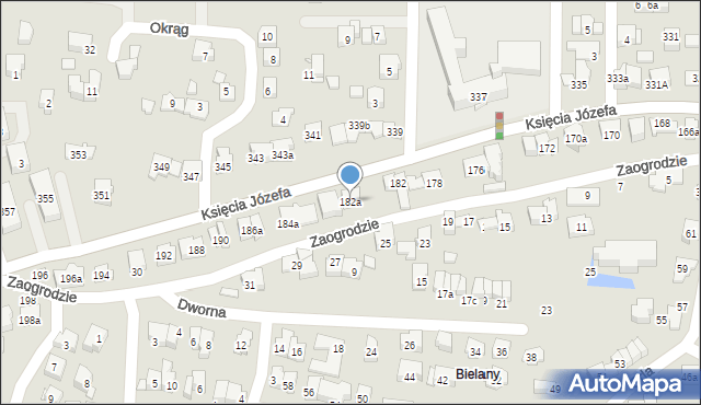 Kraków, Księcia Józefa, 182a, mapa Krakowa