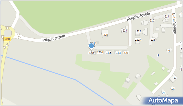 Kraków, Księcia Józefa, 230b, mapa Krakowa