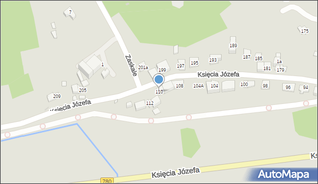 Kraków, Księcia Józefa, 110, mapa Krakowa