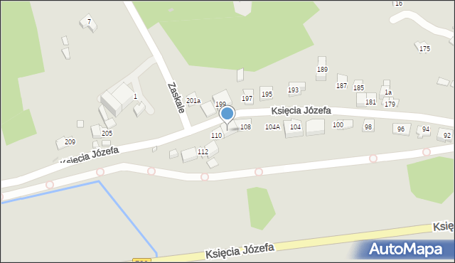 Kraków, Księcia Józefa, 110a, mapa Krakowa