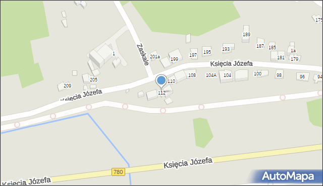 Kraków, Księcia Józefa, 112, mapa Krakowa