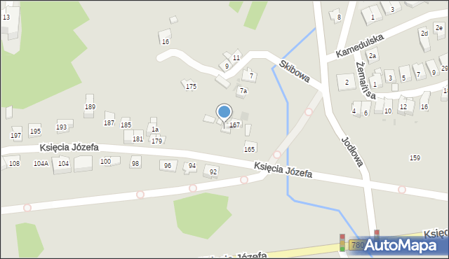 Kraków, Księcia Józefa, 169, mapa Krakowa