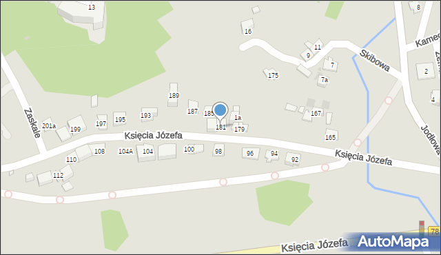 Kraków, Księcia Józefa, 181, mapa Krakowa