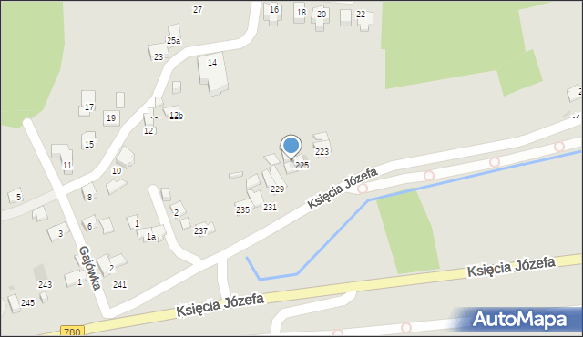 Kraków, Księcia Józefa, 227, mapa Krakowa