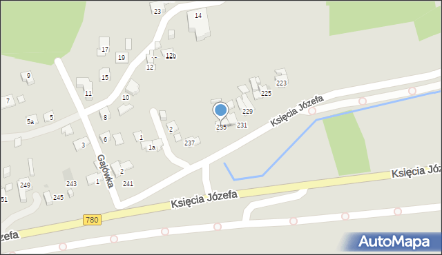 Kraków, Księcia Józefa, 235, mapa Krakowa