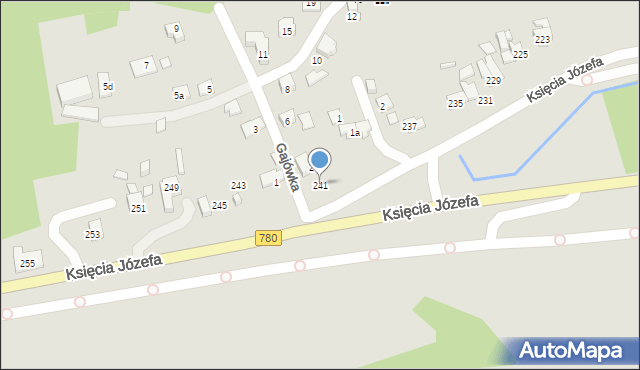 Kraków, Księcia Józefa, 241, mapa Krakowa