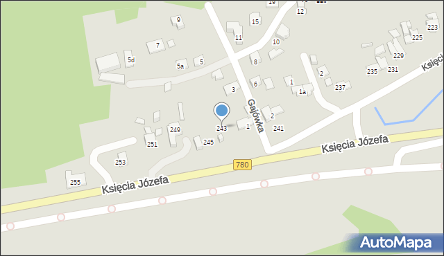 Kraków, Księcia Józefa, 243, mapa Krakowa