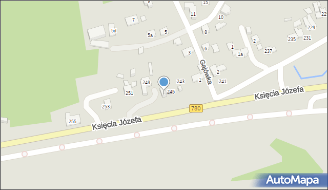 Kraków, Księcia Józefa, 247, mapa Krakowa