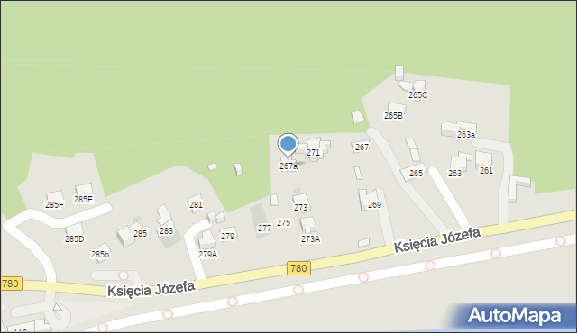 Kraków, Księcia Józefa, 267a, mapa Krakowa