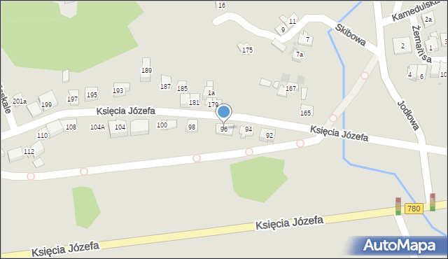 Kraków, Księcia Józefa, 96, mapa Krakowa