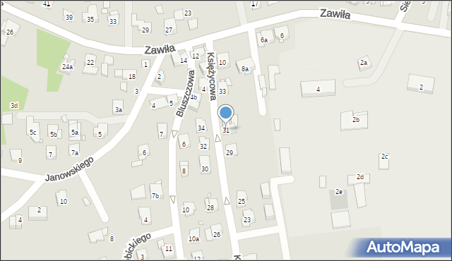 Kraków, Księżycowa, 31, mapa Krakowa