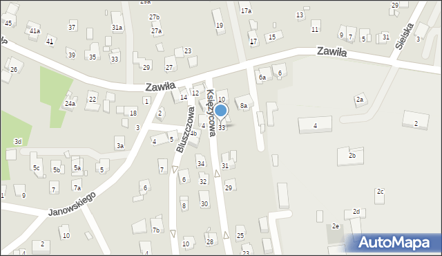 Kraków, Księżycowa, 33, mapa Krakowa