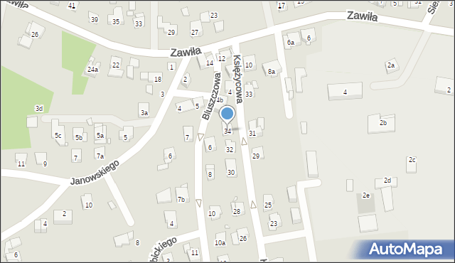 Kraków, Księżycowa, 34, mapa Krakowa