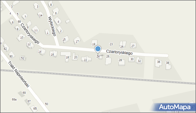 Krzyszkowo, Księcia Czartoryskiego Adama, 24, mapa Krzyszkowo