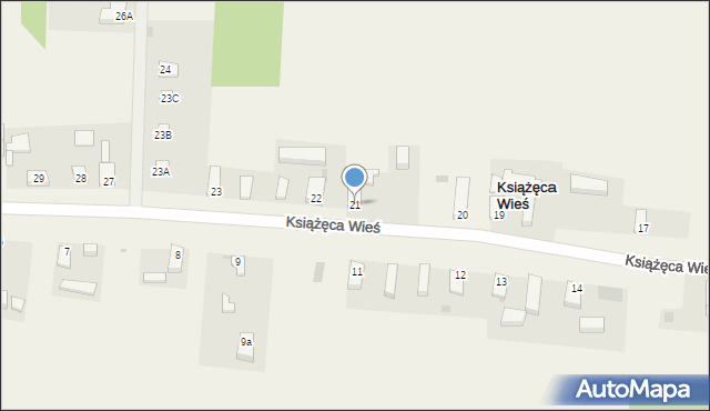 Książęca Wieś, Książęca Wieś, 21, mapa Książęca Wieś