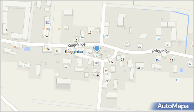 Księginice, Księginice, 17, mapa Księginice