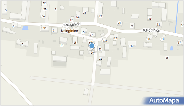 Księginice, Księginice, 20, mapa Księginice