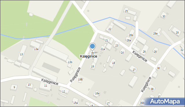 Księginice, Księginice, 20, mapa Księginice