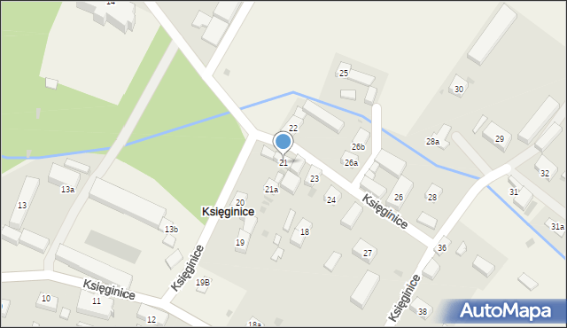 Księginice, Księginice, 21, mapa Księginice