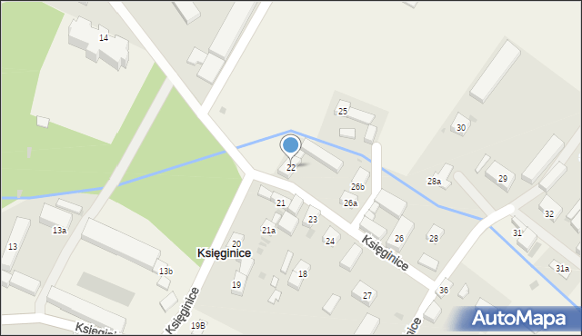 Księginice, Księginice, 22, mapa Księginice