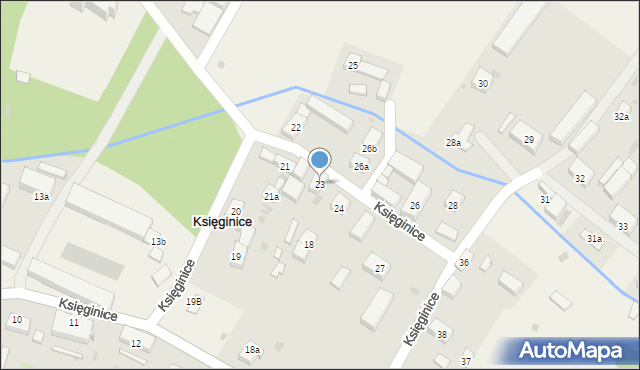 Księginice, Księginice, 23, mapa Księginice