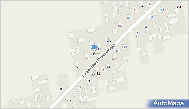Księżomierz Dzierzkowska, Księżomierz Dzierzkowska, 93, mapa Księżomierz Dzierzkowska
