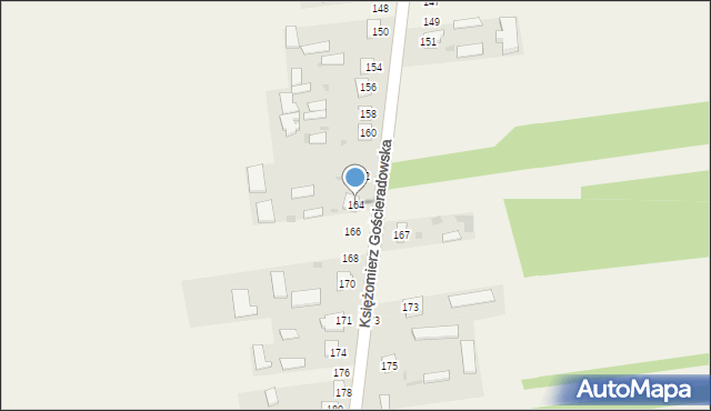 Księżomierz Gościeradowska, Księżomierz Gościeradowska, 164, mapa Księżomierz Gościeradowska