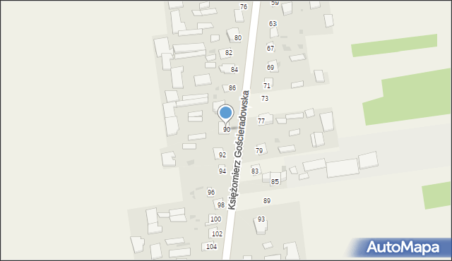 Księżomierz Gościeradowska, Księżomierz Gościeradowska, 90, mapa Księżomierz Gościeradowska