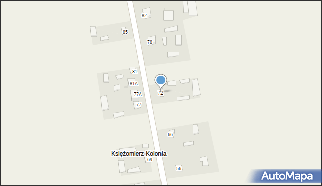 Księżomierz-Kolonia, Księżomierz-Kolonia, 72, mapa Księżomierz-Kolonia