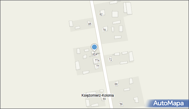 Księżomierz-Kolonia, Księżomierz-Kolonia, 81A, mapa Księżomierz-Kolonia