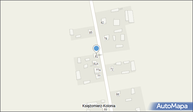 Księżomierz-Kolonia, Księżomierz-Kolonia, 83, mapa Księżomierz-Kolonia