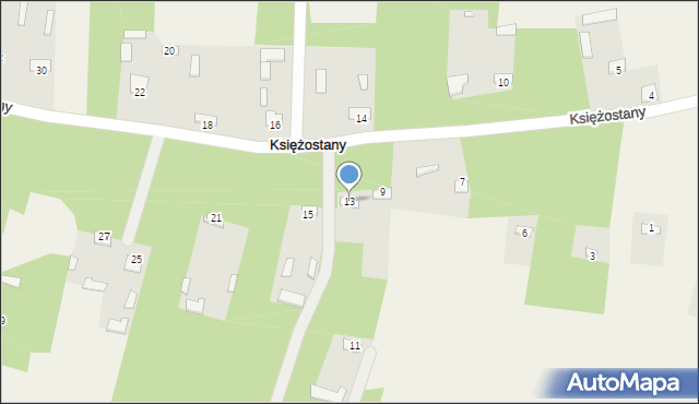 Księżostany, Księżostany, 13, mapa Księżostany